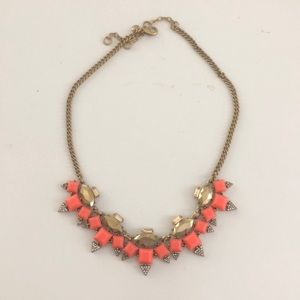 J Crew chunky necklace coral and gold
